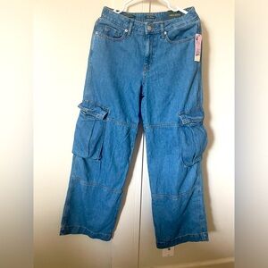 Women's Wild Fable Mid-Rise Cargo Baggy Wide Leg Jeans